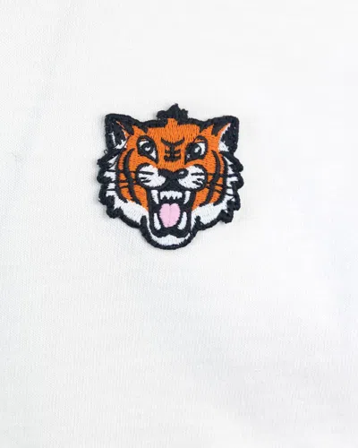 Kenzo White Crewneck T-shirt With Logo Patch On The Front In Cotton Man
