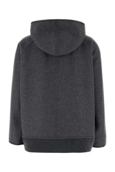 Bottega Veneta Women Double Face Wool Hooded Blouson With Leather Piping