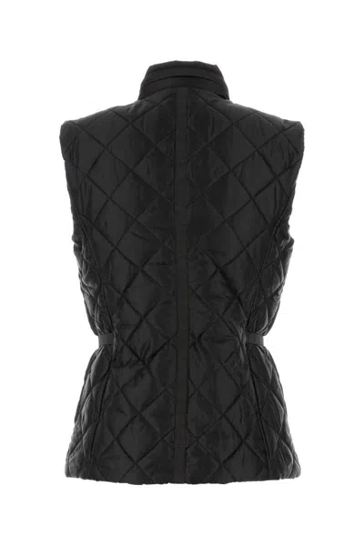 Michael Kors Sleeveless Jacket With High Collar And Quilted Design In Black