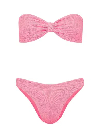 Hunza G Jean Stretch Nylon Bikini Set In Pink