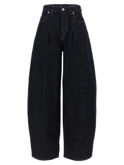 Jacquemus Ovalo Denim Trousers Featuring Pockets In Black