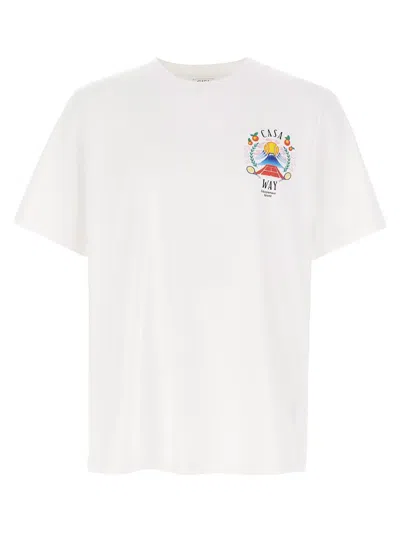 Casablanca T-shirt Girocollo Con Logo Sul Fronte In Cotone Bianca Uomo