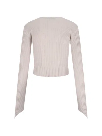 Vivienne Westwood Ribbed Beige Crop Cardigan In Neutral