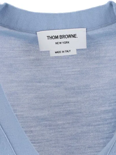 Thom Browne Virgin Wool Cardigan 4-bar In Blue