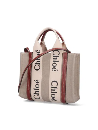 Chloé Structured White Handbag With Bold Branding