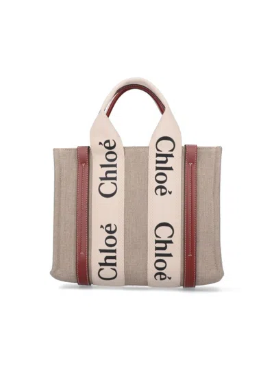 Chloé Structured White Handbag With Bold Branding