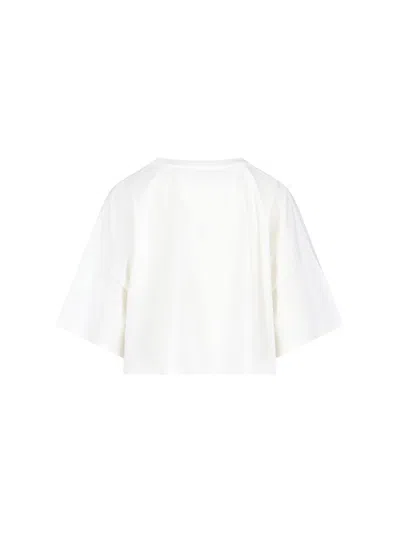 Chloé White Cropped Crewneck T-shirt With Maxi Logo Print On The Front In Cotton Woman