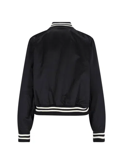 Polo Ralph Lauren Satin Bomber Jacket With Contrast Details In Black