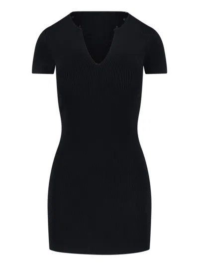 Alexander Wang Ribbed Mini Dress With V-neckline