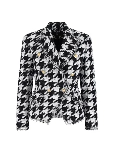 Balmain Distressed Lapel Jacket Structured Shoulders In Black