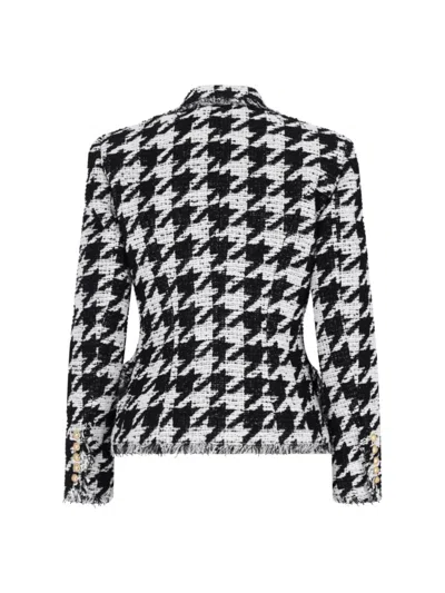 Balmain Distressed Lapel Jacket Structured Shoulders In Black