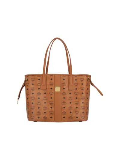 Mcm Reversible Small Tote Bag With Monogram Print