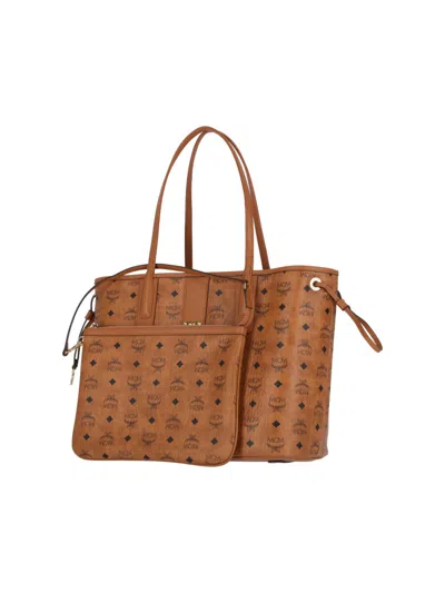 Mcm Reversible Small Tote Bag With Monogram Print
