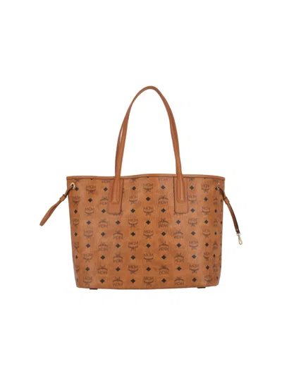 Mcm Reversible Small Tote Bag With Monogram Print