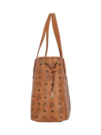 Mcm Reversible Small Tote Bag With Monogram Print
