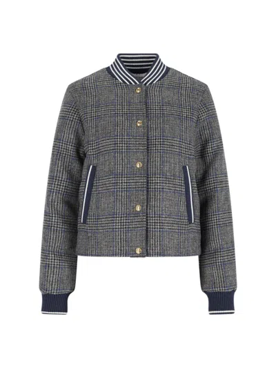 Thom Browne Padded Houndstooth Jacket With Grosgrain Tab In Gray