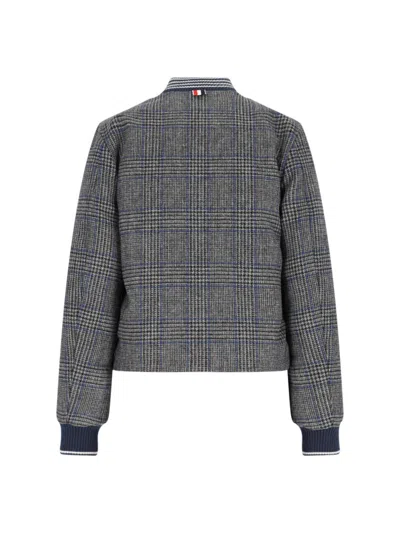 Thom Browne Padded Houndstooth Jacket With Grosgrain Tab In Gray
