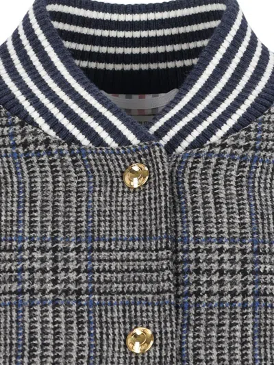 Thom Browne Padded Houndstooth Jacket With Grosgrain Tab In Gray
