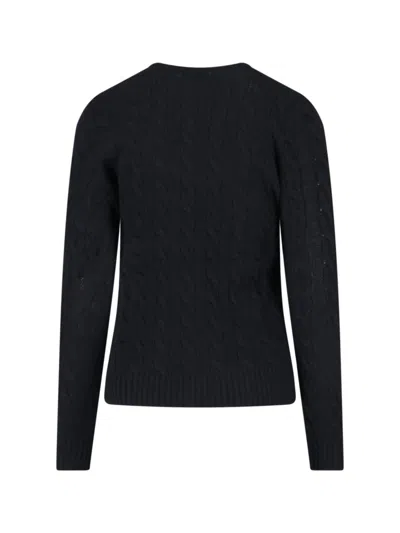 Polo Ralph Lauren Classic Cable Knit Sweater With Round Neckline In Blue