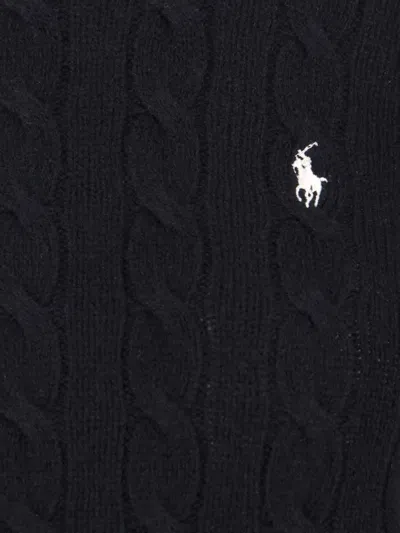 Polo Ralph Lauren Classic Cable Knit Sweater With Round Neckline In Blue