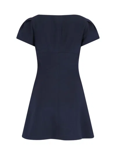 Alexander Mcqueen Mini Dress In Navy Wool