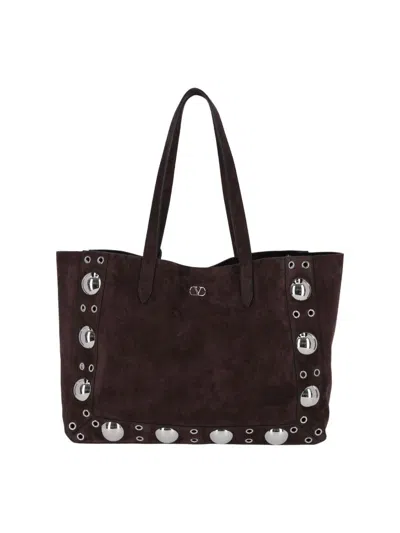 Valentino Garavani Medium Suede Tote Bag With Metallic Studs