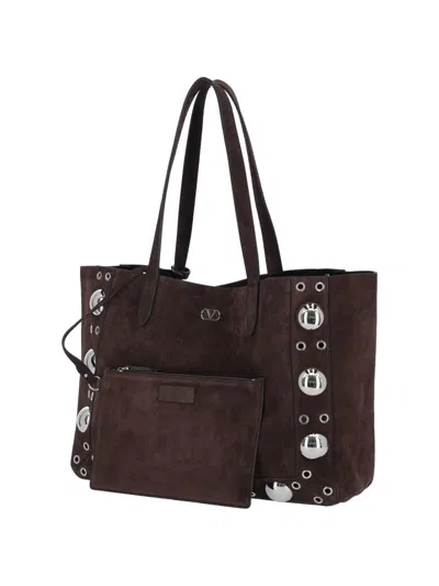 Valentino Garavani Medium Suede Tote Bag With Metallic Studs
