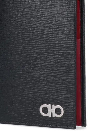 Ferragamo Half-fold Wallet In Black