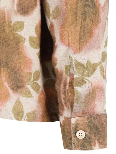 Our Legacy Heusen Oversized Convertible-collar Floral-print Linen Shirt In Neutral