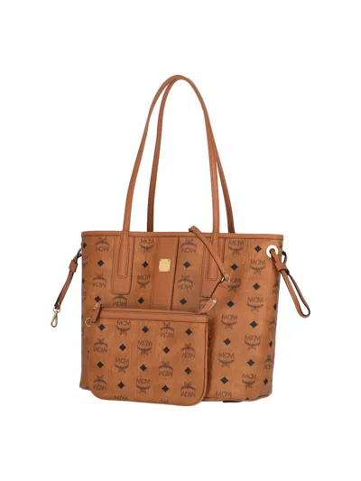 Mcm Reversible Small Tote Bag With Monogram Print