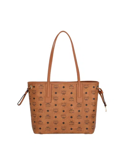 Mcm Reversible Small Tote Bag With Monogram Print