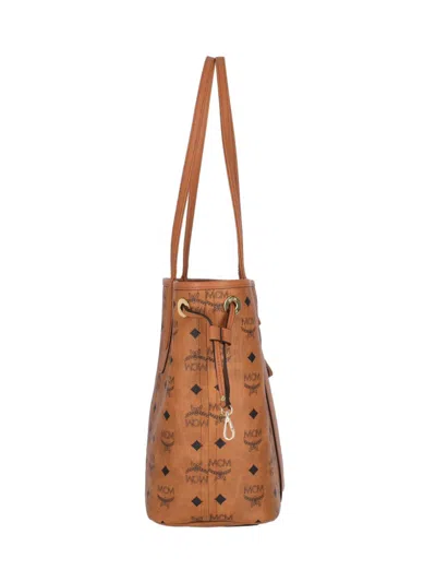 Mcm Reversible Small Tote Bag With Monogram Print