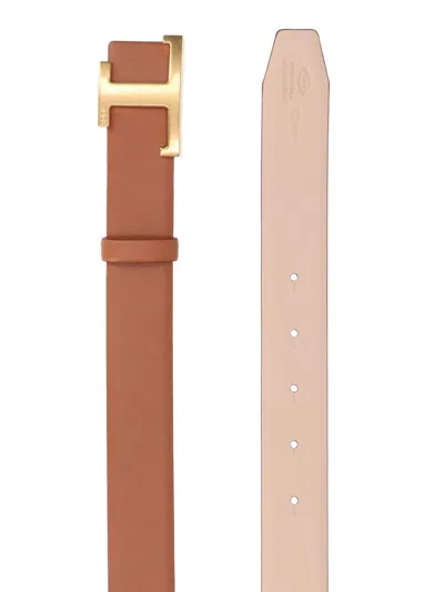 Tod's Reversible Hammered Leather Belt With Logo Buckle