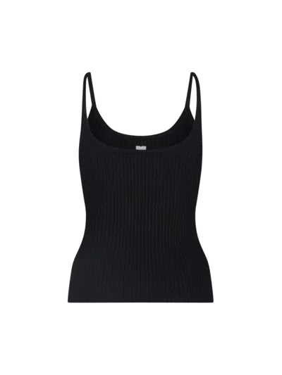 Courrèges Reedition Logo Ribbed-knit Tank In Black