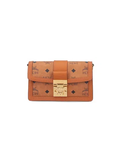 Mcm "tracy" Medium Shoulder Bag "visetos" Brown
