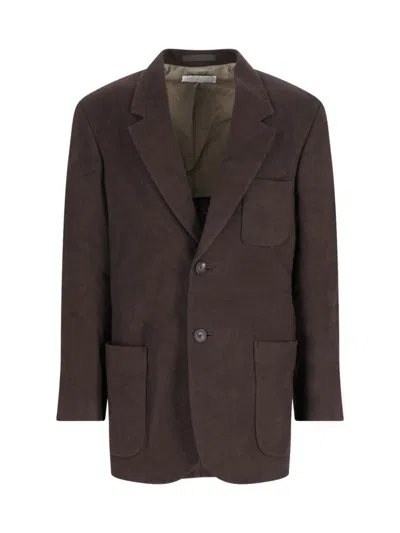 Our Legacy Linen Single Breasted Blazer, Brown, Notch Lapel In Brown