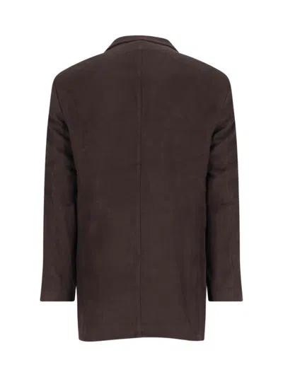 Our Legacy Linen Single Breasted Blazer, Brown, Notch Lapel In Brown