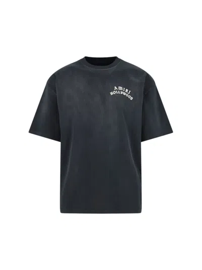 Amiri Hollywood Graphic Oversized T-shirt With Ribbed Crew Neck In Black