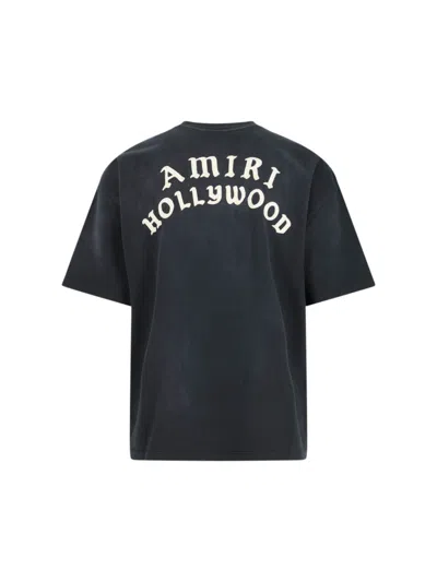 Amiri Hollywood Graphic Oversized T-shirt With Ribbed Crew Neck In Black