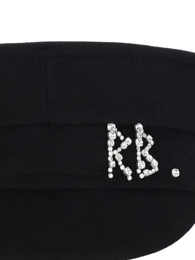 Ruslan Baginskiy Wool Hat With Rhinestones "baker Boy" Black