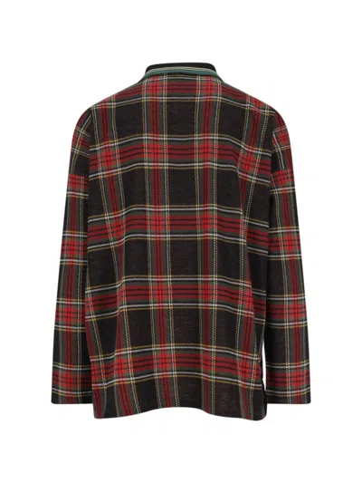 Vivienne Westwood Crewneck Sweater With Plaid Pattern And Button Detail In Brown