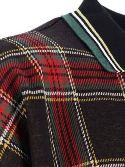 Vivienne Westwood Crewneck Sweater With Plaid Pattern And Button Detail In Brown