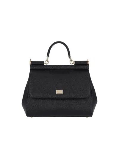 Dolce & Gabbana Large Black Calfskin Sicily Handbag