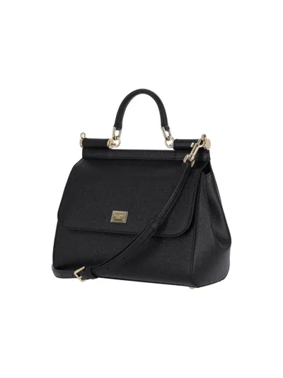 Dolce & Gabbana Large Black Calfskin Sicily Handbag