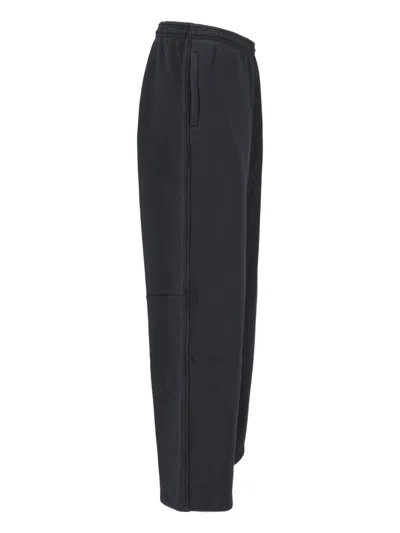 Alexander Wang High-waisted Black Cotton Sweatpants With Logo Embroidery In Black