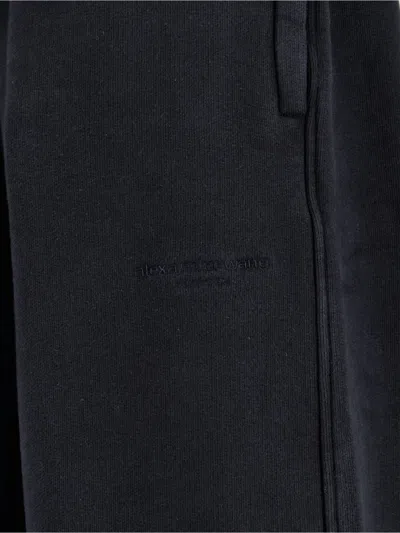 Alexander Wang High-waisted Black Cotton Sweatpants With Logo Embroidery In Black