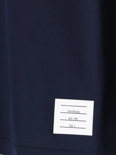 Thom Browne Blue T-shirt With Logo Patch In Stretch Wool Man