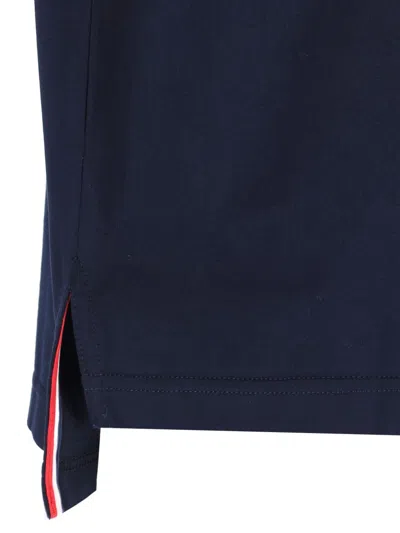 Thom Browne Blue T-shirt With Logo Patch In Stretch Wool Man