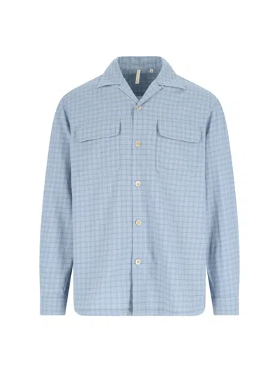 Sunflower Pocket Shirt" Checked Shirt Light Blue In Blue