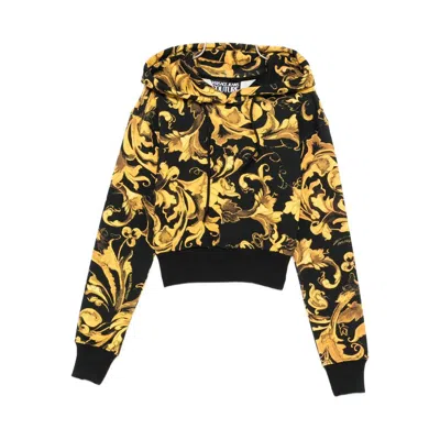 Versace Jeans Couture Barocco-print Hoodie In Black